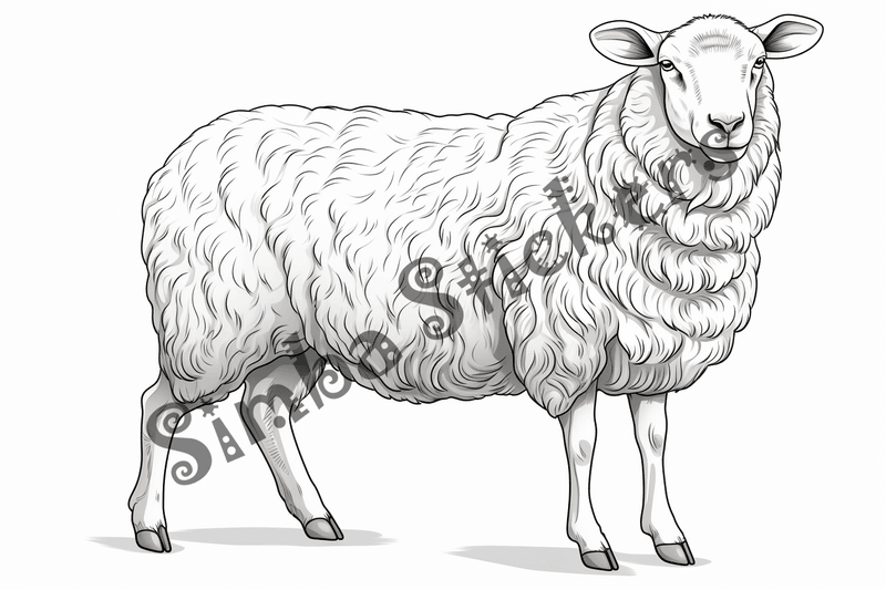 Colouring pages, bundle of sheep, 25 images 2