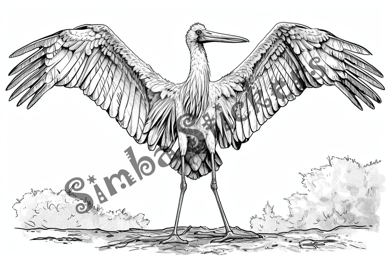 Colouring pages, bundle of marabou storks, 25 images