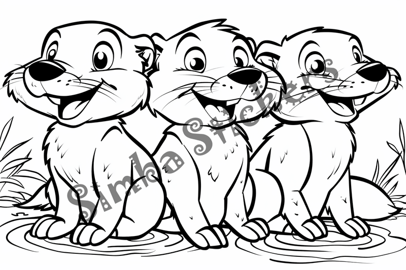 Colouring pages, bundle of beavers, 10 images