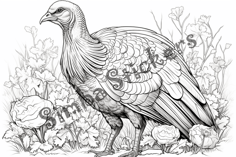 Colouring pages, bundle of turkeys in love, 25 images