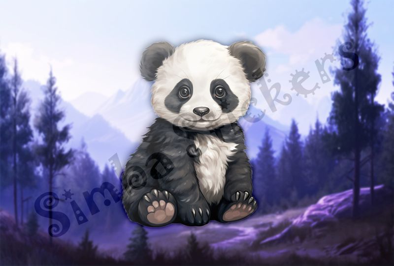 Smiling Panda bear sitting down, uee76o