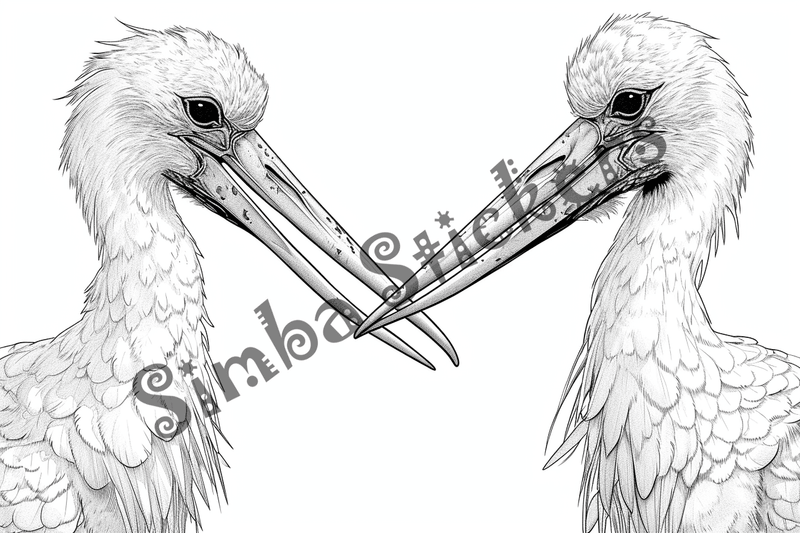 Colouring pages, bundle of marabou storks, 25 images