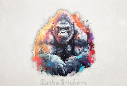 Gorilla with fierce gaze, watercolour, e3ilay