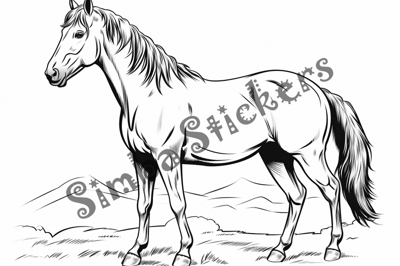 Colouring pages, bundle of horses, 25 images 2