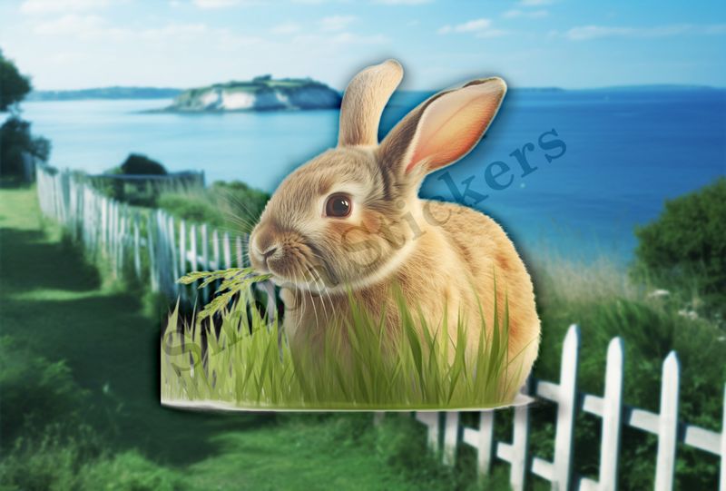 Rabbit munching on grass