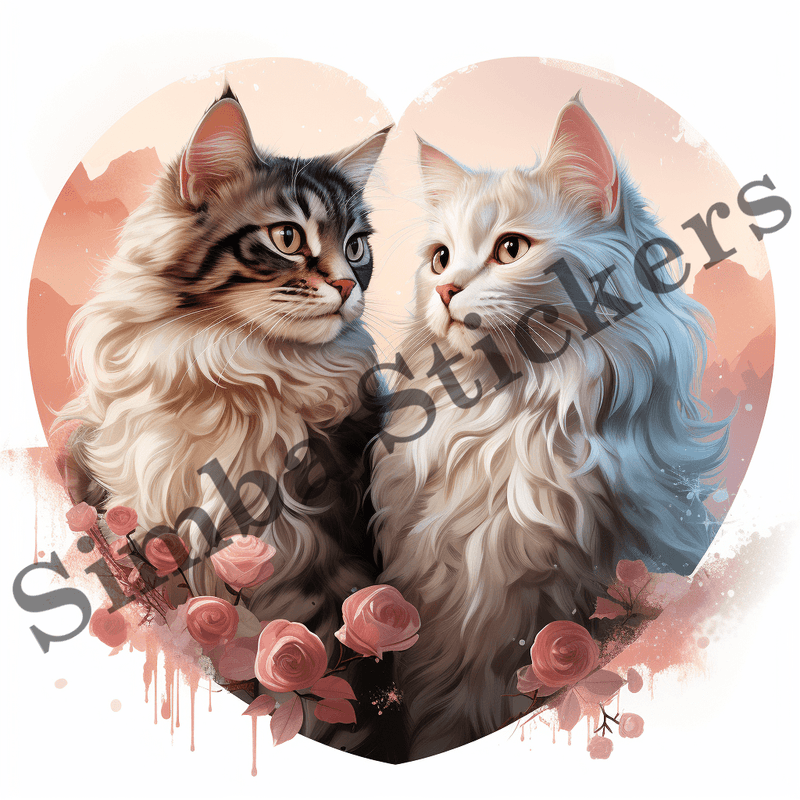 Cats in love, image set, 10 images