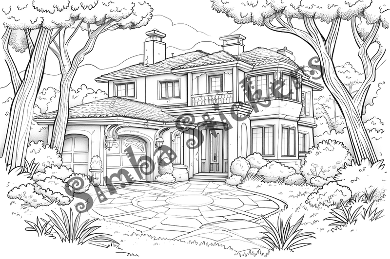 Colouring pages, bundle of houses, 25 images 2