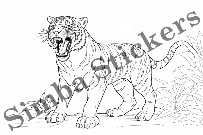 Colouring pages, bundle of tigers, 25 images