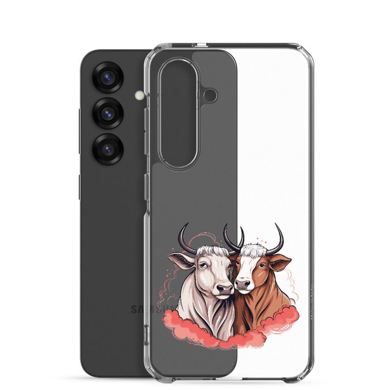 Clear Case for Samsung, Bull and cow, romantic, reddish clouds, qoucds
