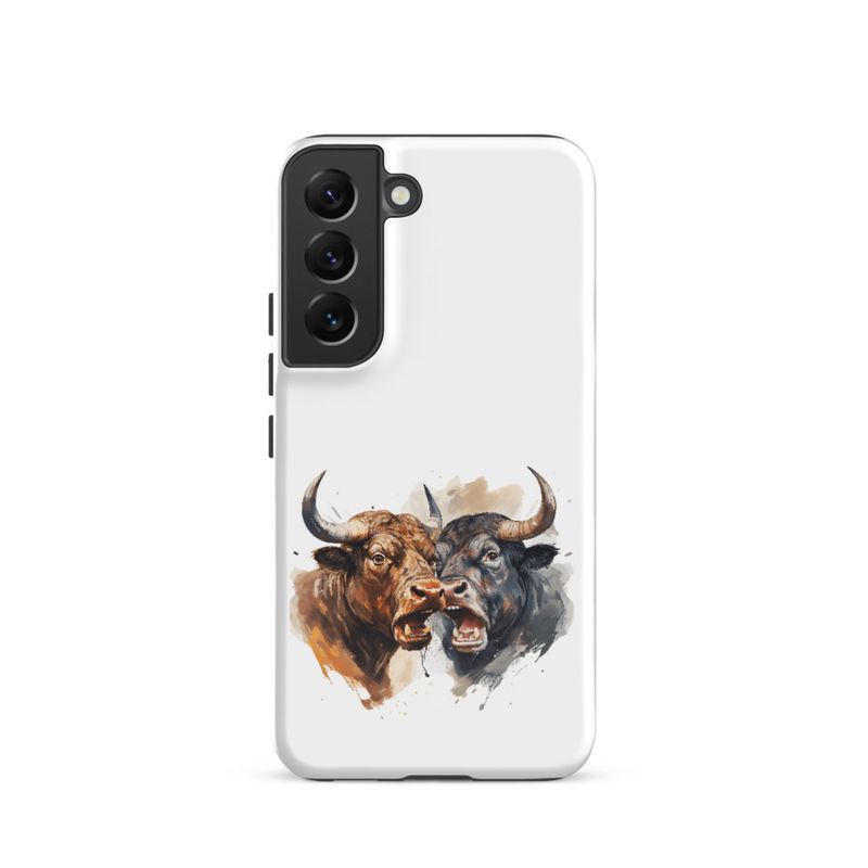Tough Case for Samsung, Bulls facing up to each other, watercolour, dx5eff