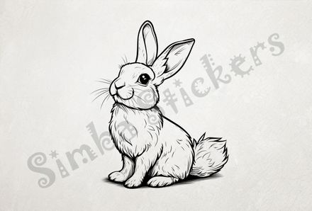 Hare sitting up straight, outline art
