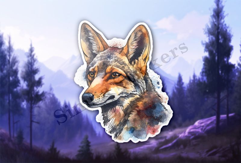 Jackal head, watercolour