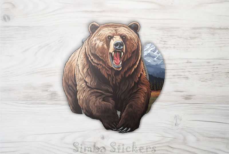Bear running, mouth open, vy4zws