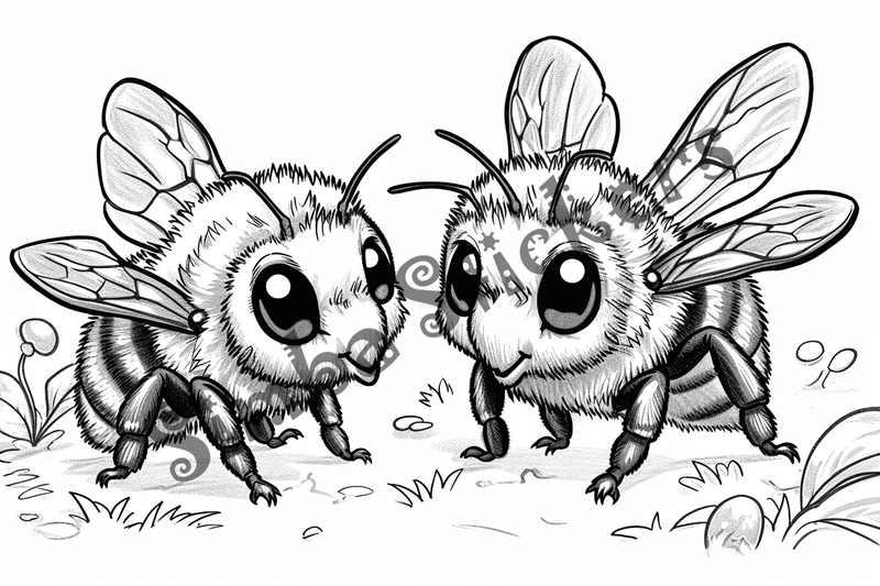 Colouring pages, bundle of bees, 50 images