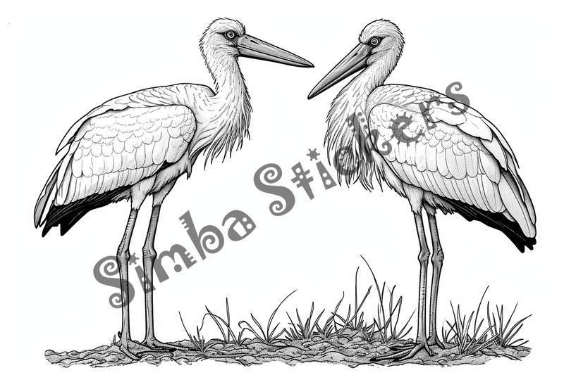 Colouring pages, bundle of marabou storks, 25 images