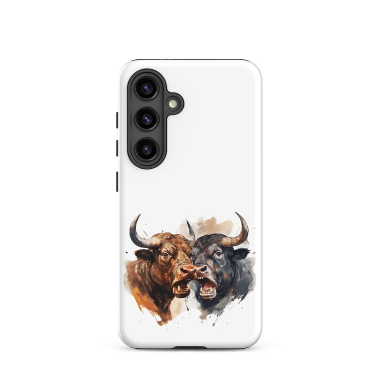 Tough Case for Samsung, Bulls facing up to each other, watercolour, dx5eff