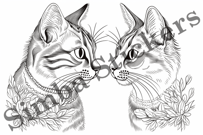 Colouring pages, Bundle of cats, 25 images