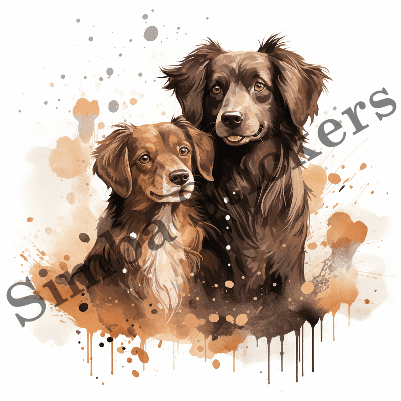 Dogs in love, watercolour, image set, 10 images