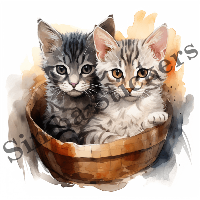 Egyptian Mau cats in love cuddling, watercolour, image set, 10 images
