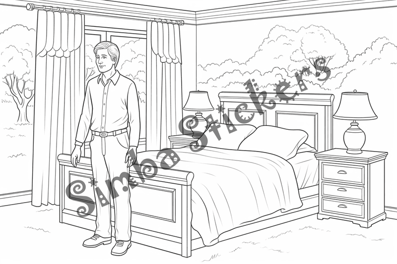 Colouring pages, bundle of house bedrooms, 25 images