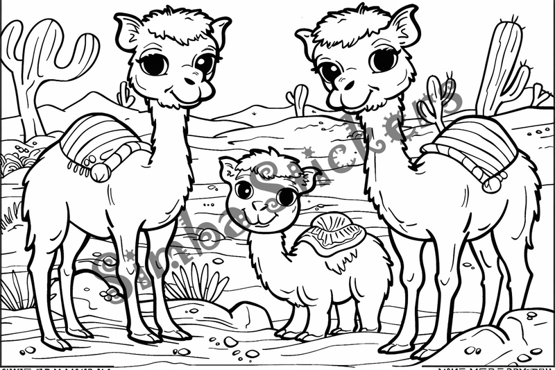 Colouring pages, bundle of Sahara Desert, 25 images
