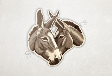 Donkeys in love, cheek-to-cheek, ear-to-ear