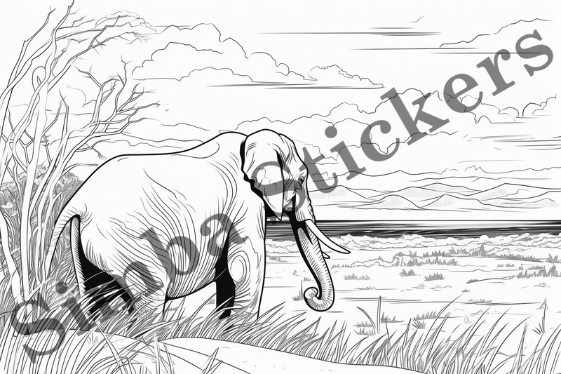 Colouring pages, Bundle of elephants, 25 images