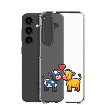 Clear Case for Samsung, Cattle, bull and cow in love, colourful , heart in picture, fvta2y