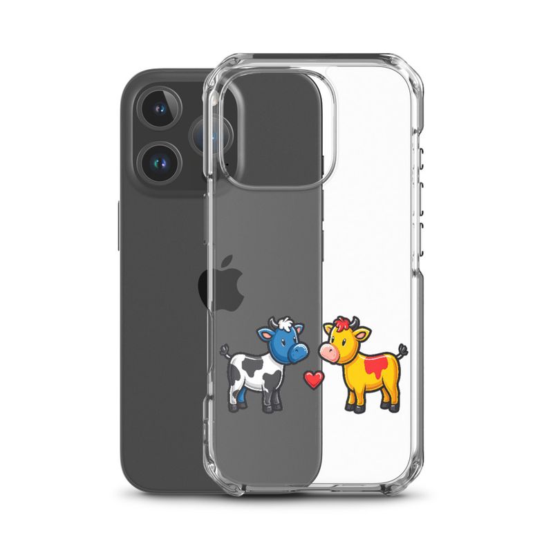 Clear Case for iPhone, Cattle, bull and cow in love, both colourful, zbyzzs