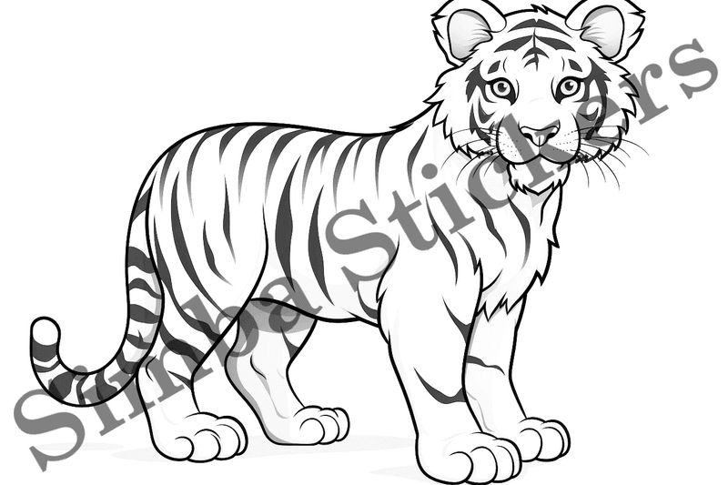 Colouring pages, bundle of tigers, 25 images