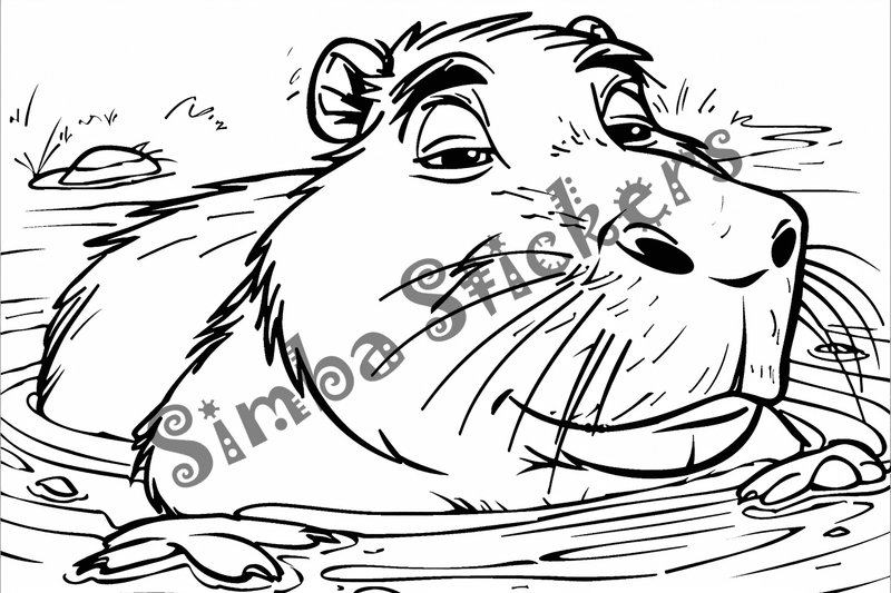 Colouring pages, bundle of capybaras, 50 images, pack 2