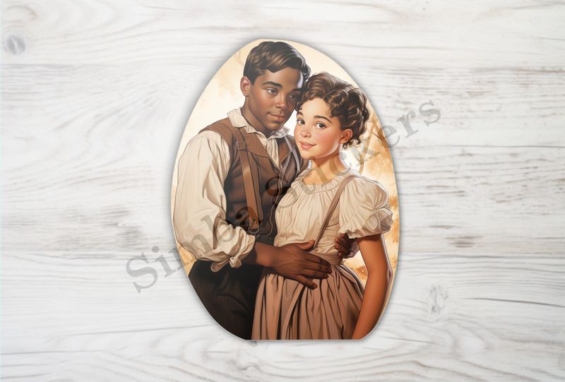 Young woman and man in love, man&#x27;s arms around woman&#x27;s hips, vintage