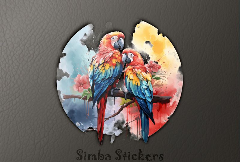 Parrots perching romantically, watercolour, h3l8qr
