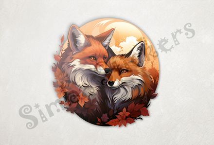 Two red foxes in love cheek-to-cheek