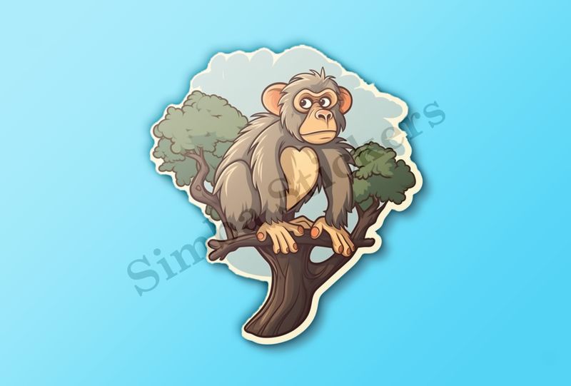 Baboon on branch in a tree