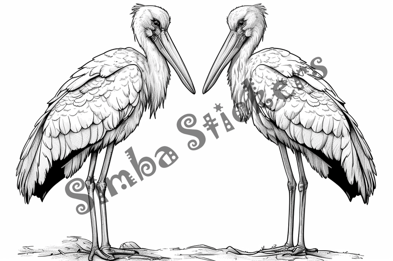 Colouring pages, bundle of marabou storks, 25 images
