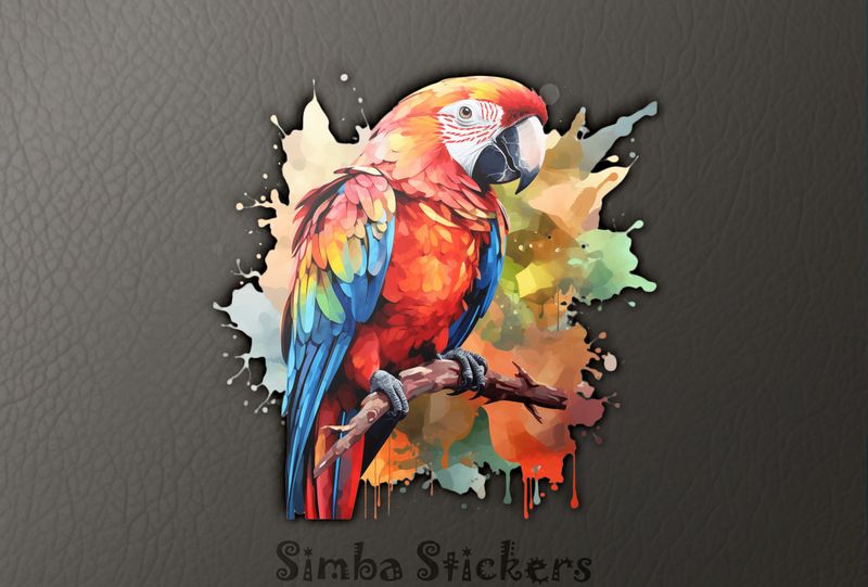 Parrot perching with splashy background, watercolour, cgagz7