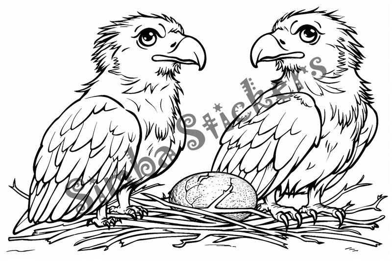 Colouring pages, bundle of vultures 2, 25 images, nffnc2
