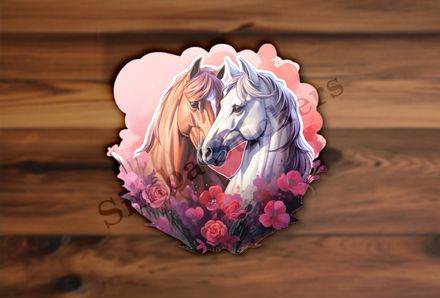 Horses in love, watercolour