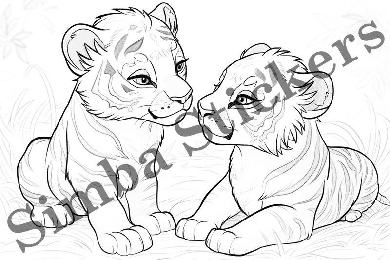 Colouring pages, bundle of tigers in love, 10 images