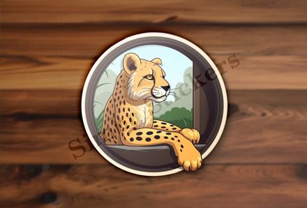 Cheetah through a window.
