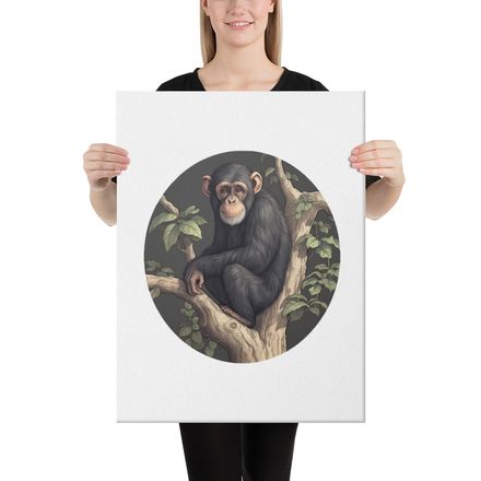 Canvas Print, 18x24, Chimpanzee on branch in a tree 