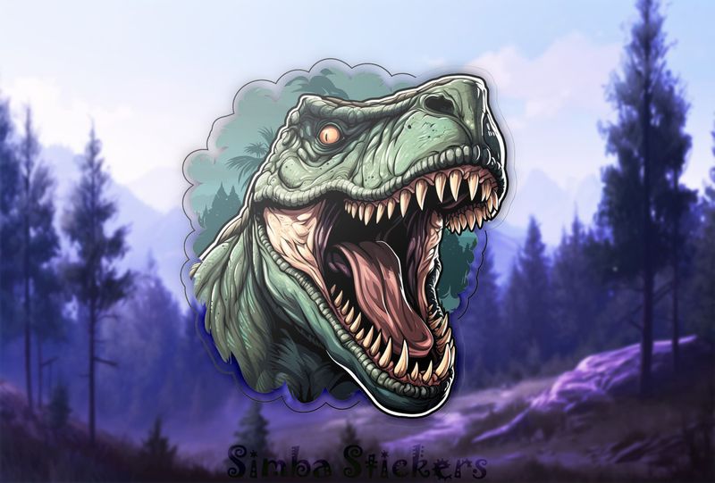 Dinosaur roaring with mouth wide open