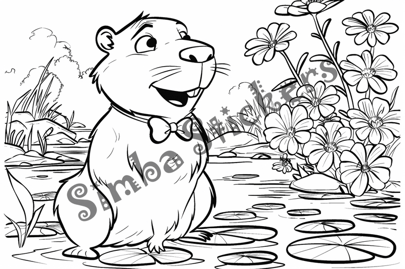 Colouring pages, bundle of capybaras, 50 images, pack 2