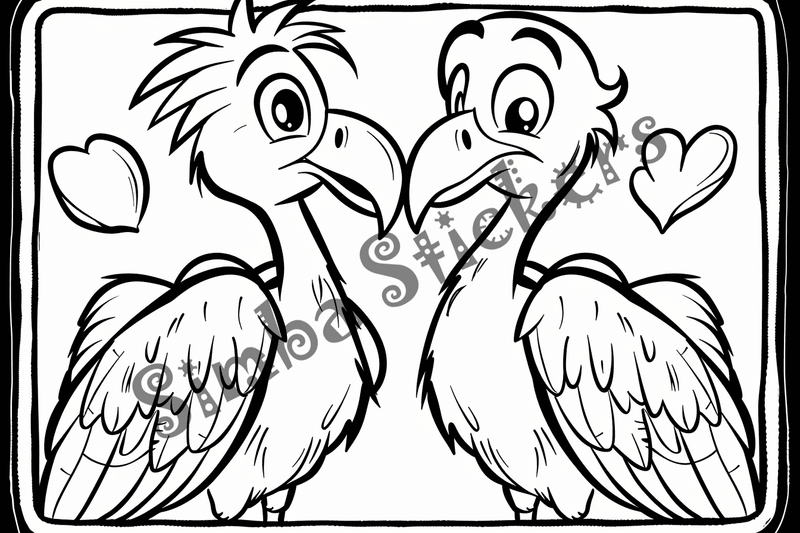 Colouring pages, bundle of vultures in love, 25 images, xkek0y