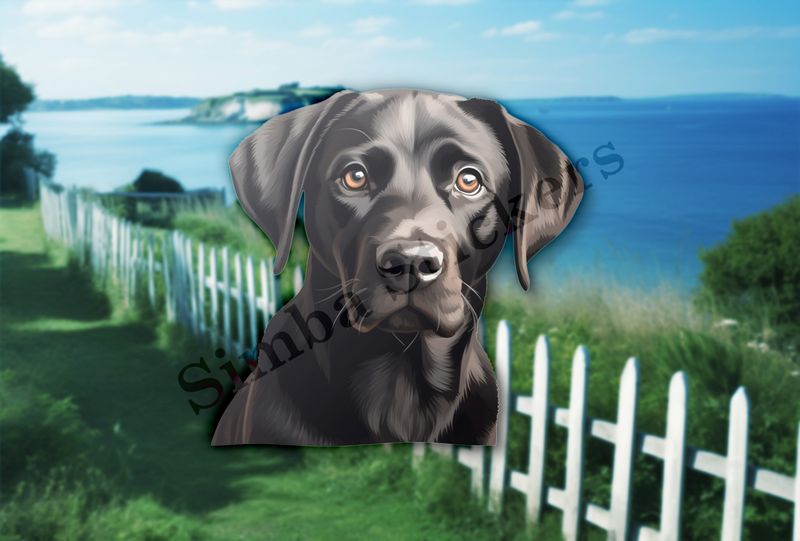 Black labrador dog looking straight ahead