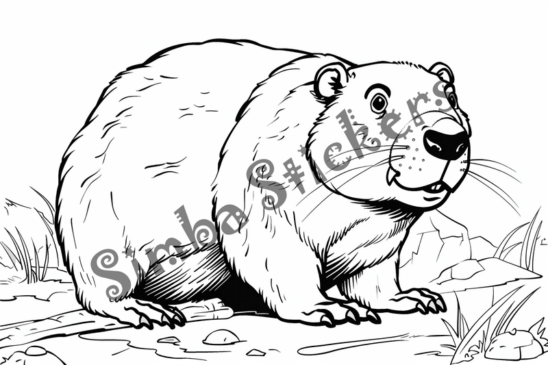 Colouring pages, bundle of singualar beavers, 10 images