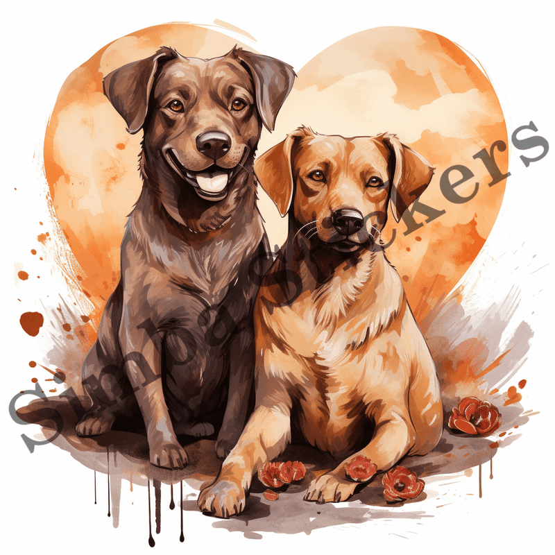 Dogs in love, watercolour, image set, 10 images