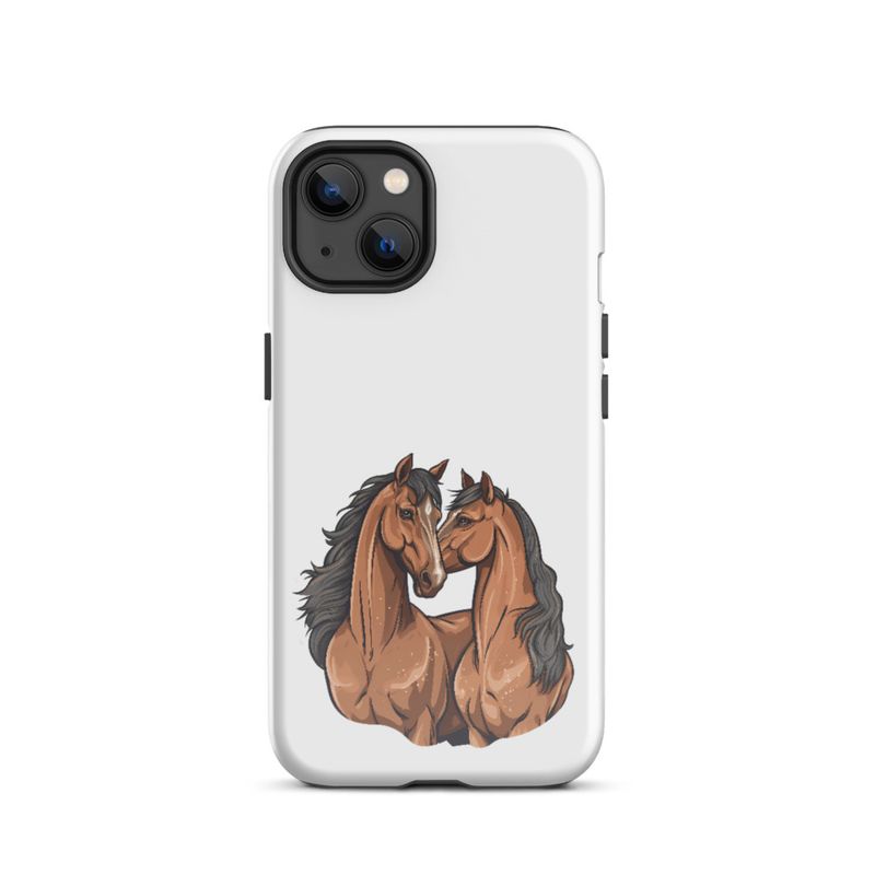 Tough Case for iPhone, Two brown horses snuggling, tdwcyd