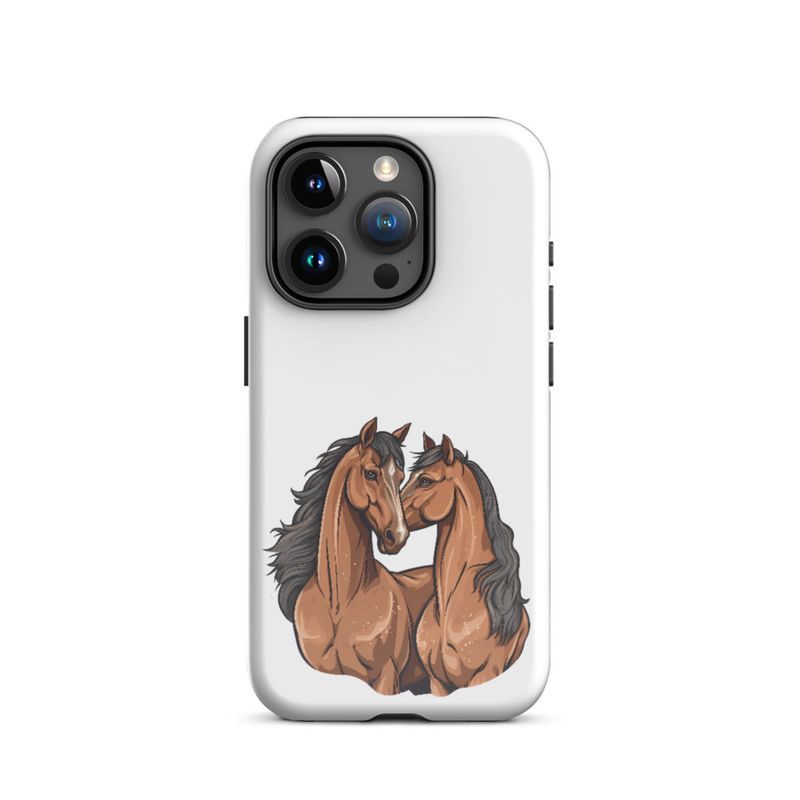 Tough Case for iPhone, Two brown horses snuggling, tdwcyd